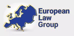 [Bitte nach "english" übersetzen:] Logo European Law Group with Silhouette of Europe